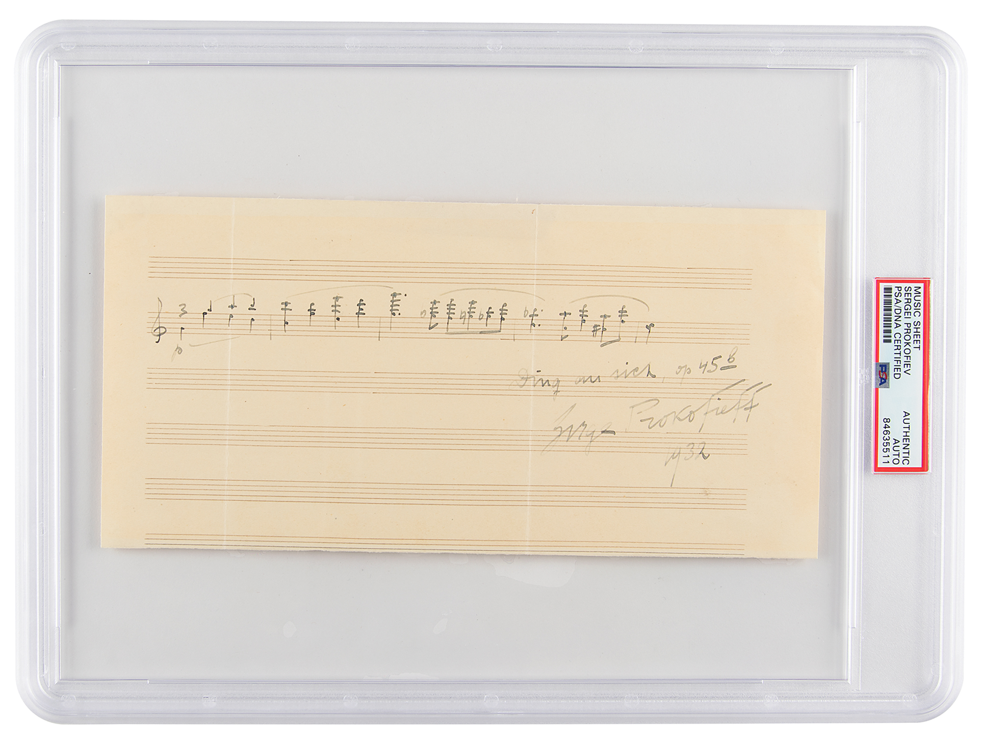 Lot #6468 Sergei Prokofiev Autograph Musical Quotation Signed
