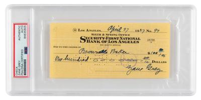 Lot #6453 Zane Grey Signed Check - Image 1