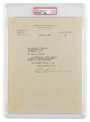 Lot #6449 Edgar Rice Burroughs Typed Letter Signed