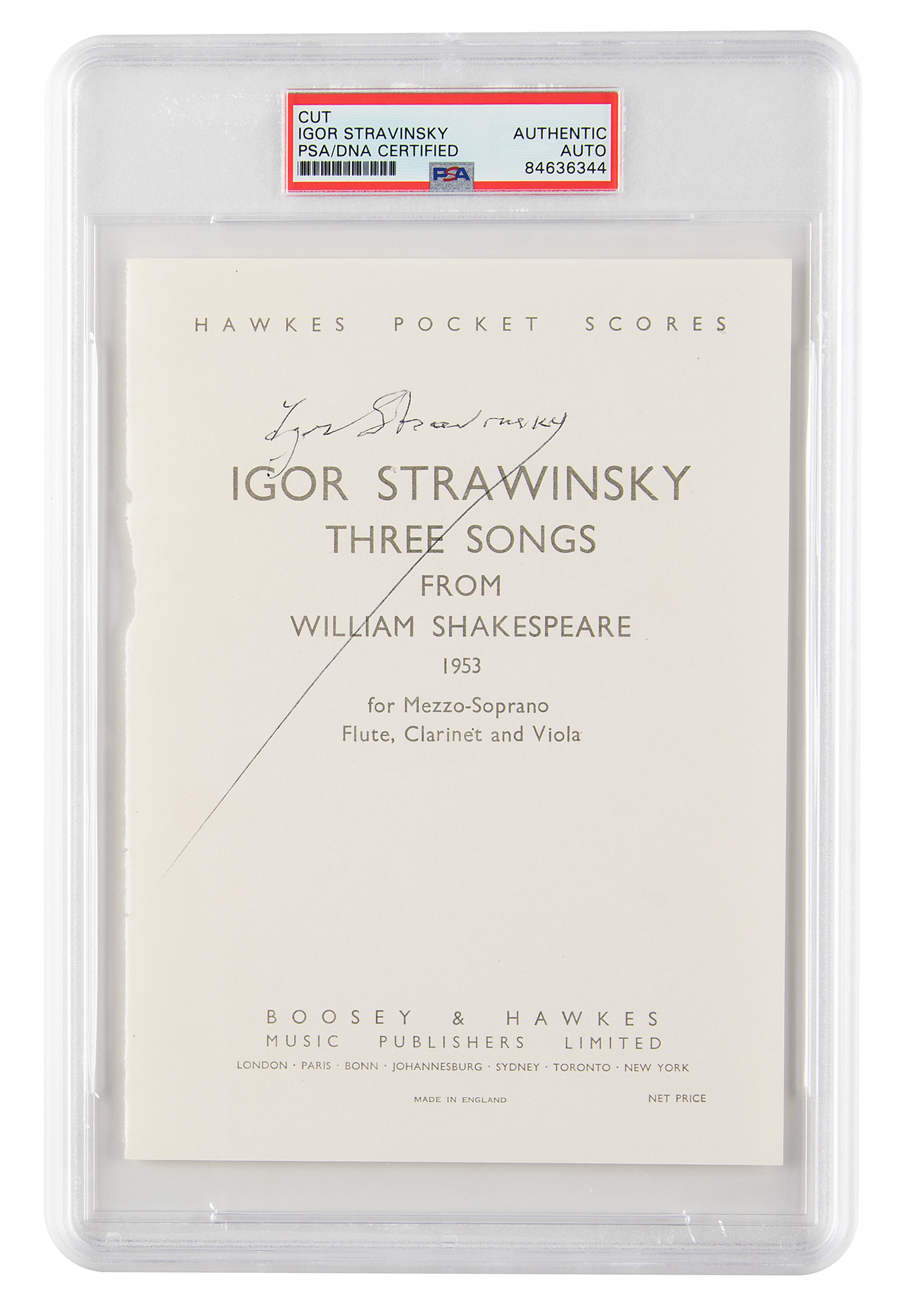 Lot #6498 Igor Stravinsky Signed Title Page