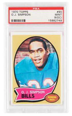Lot #6634 1970 Topps #90 O. J. Simpson Rookie Card PSA MINT 9 (OC)