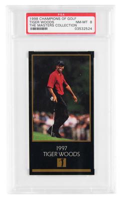 Lot #6636 1998 Champions of Golf Tiger Woods Rookie Card PSA NM-MT 8