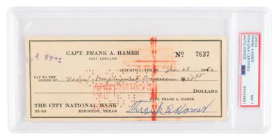 Lot #6150 Frank Hamer Signed Check - PSA NM 7