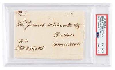 Lot #6294 Oliver Wolcott, Jr. Signed Free Frank - PSA NM-MT 8 - Image 1