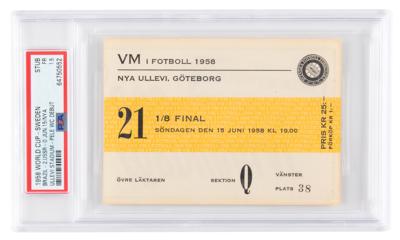 Lot #6627 Pele: 1958 World Cup Ticket Stub - Brazil vs the Soviet Union - PSA FR 1.5
