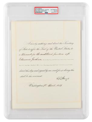 Lot #6066 Rutherford B. Hayes Document Signed as President