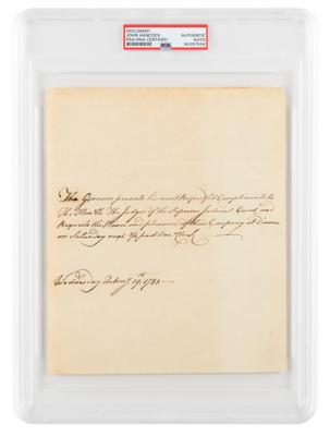 Lot #6098 John Hancock Autograph Letter Signed as Governor