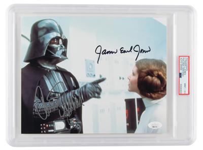 Lot #6610 Star Wars: Carrie Fisher and James Earl Jones Signed Photograph - PSA MINT + 9.5 - Image 1