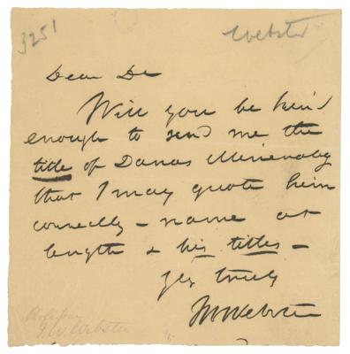 Lot #284 John White Webster Autograph Note Signed