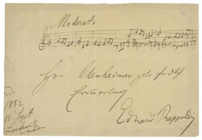 Lot #614 Eduard Rappoldi Autograph Musical Quotation Signed - Image 1