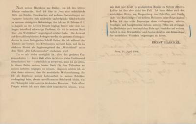 Lot #239 Ernst Haeckel Autograph Letter Signed - Image 2