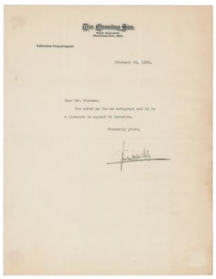 Lot #529 H. L. Mencken Typed Letter Signed