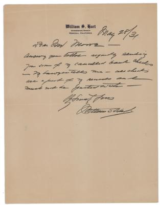 Lot #831 William S. Hart Autograph Letter Signed
