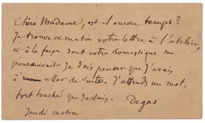 Lot #375 Edgar Degas Autograph Letter Signed - Image 1