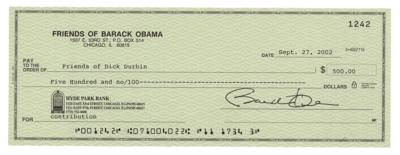 Lot #25 Barack Obama Signed Check