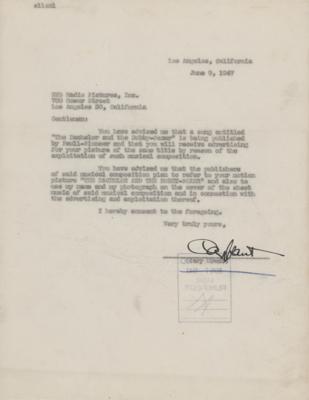 Lot #828 Cary Grant Document Signed - Image 1