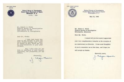 Lot #297 J. Edgar Hoover (2) Typed Letters Signed
