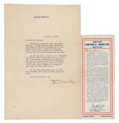 Lot #625 Irving Berlin Signed Program and Typed Letter Signed - Image 1