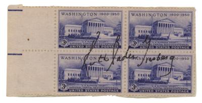 Lot #112 Ruth Bader Ginsburg Signed Stamp Block - Image 1