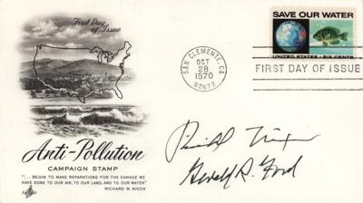 Lot #79 Richard Nixon and Gerald Ford Signed First Day Cover - Image 1