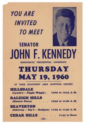 Lot #69 John F. Kennedy 1960 Oregon Presidential Campaign Handbill