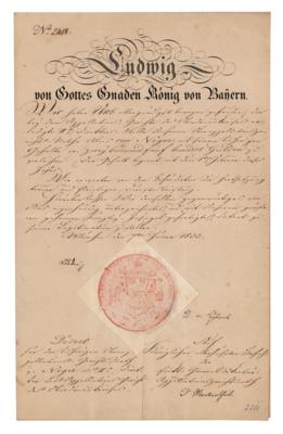 Lot #250 King Ludwig I of Bavaria Document Signed - Image 1