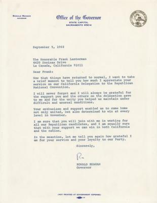 Lot #88 Ronald Reagan Typed Letter Signed as Governor - Image 1