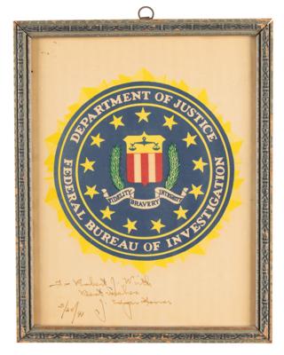 Lot #300 J. Edgar Hoover Signed FBI Print - Image 1