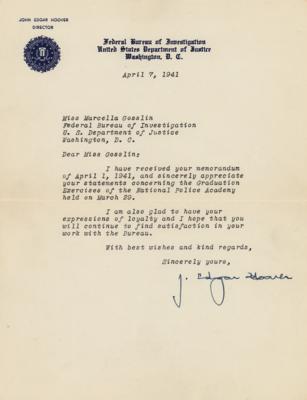 Lot #301 J. Edgar Hoover Typed Letter Signed