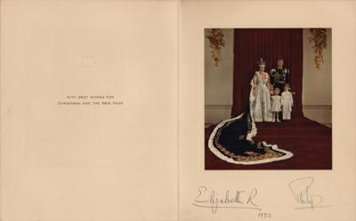 Lot #140 Queen Elizabeth II and Prince Philip Signed Christmas Card - Image 1