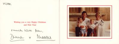 Lot #137 Princess Diana and King Charles III Signed Christmas Card - Image 1