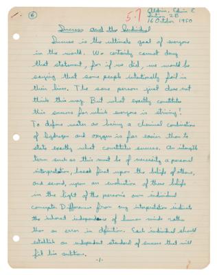 Lot #339 Buzz Aldrin Handwritten and Signed Homework