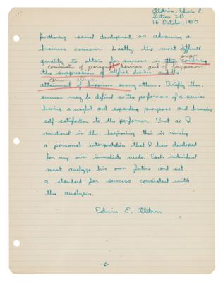 Lot #339 Buzz Aldrin Handwritten and Signed Homework - Image 6