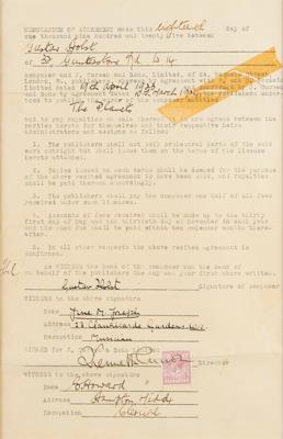 Lot #547 Gustav Holst Document Signed - Image 1