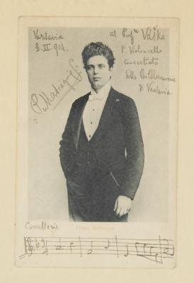Lot #607 Pietro Mascagni Signed Photograph with Musical Quotation - Image 1