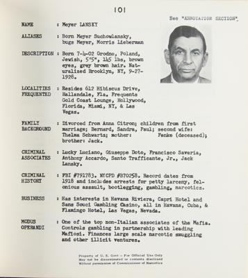 Lot #208 Mafia: Biographical Data File by the Bureau of Narcotics - Image 3