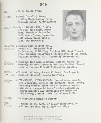 Lot #208 Mafia: Biographical Data File by the Bureau of Narcotics - Image 6