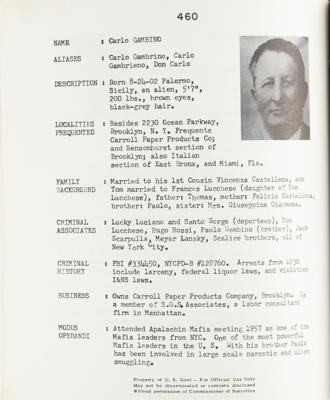 Lot #208 Mafia: Biographical Data File by the Bureau of Narcotics - Image 7