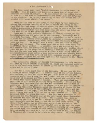 Lot #152 Bat Masterson Annotated Typed Manuscript Signed - Image 2
