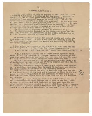 Lot #152 Bat Masterson Annotated Typed Manuscript Signed - Image 4