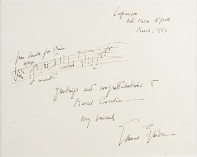 Lot #540 Samuel Barber Autograph Musical Quotation Signed - Image 2