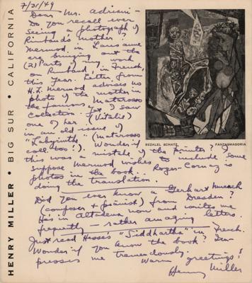 Lot #530 Henry Miller Autograph Letter Signed