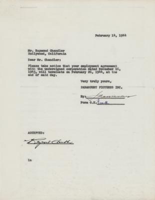 Lot #521 Raymond Chandler Document Signed