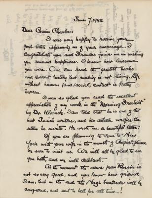 Lot #397 Max Weber Autograph Letter Signed - Image 1