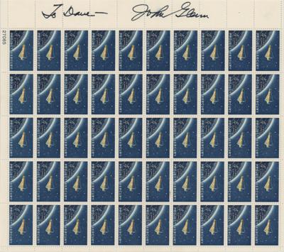 Lot #357 John Glenn (2) Signed Items - Magazine and Stamp Sheet - Image 2