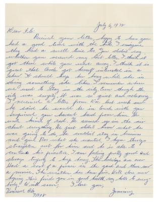 Lot #293 Vincent 'Jimmy Blue Eyes' Alo Autograph Letter Signed - Image 1