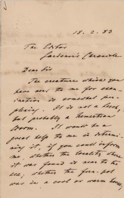 Lot #238 Albert Gunther Autograph Letter Signed - Image 1