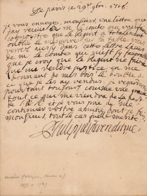 Lot #329 Philippe, Duke of Vendome Letter Signed - Image 1