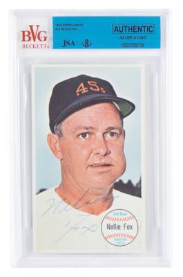Lot #928 Nellie Fox Signed 1964 Topps Giants Baseball Card - Image 1