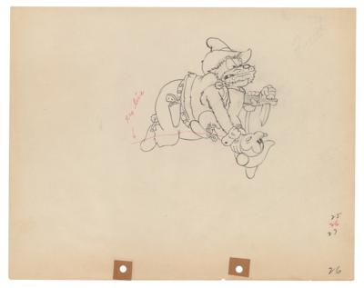 Lot #501 Mickey Mouse and Black Pete production drawing from Two-Gun Mickey